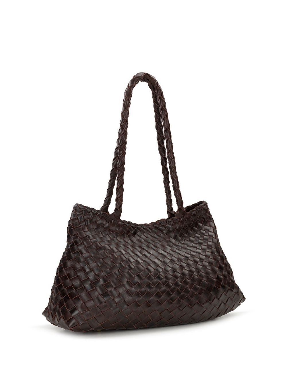 Patricia Nash Dark Brown Woven Leather Shoulder Tote